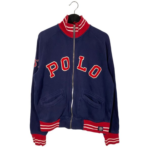 Polo Ralph Lauren 67' Felt Spellout full zip varsity jacket mens size medium - Picture 1 of 8